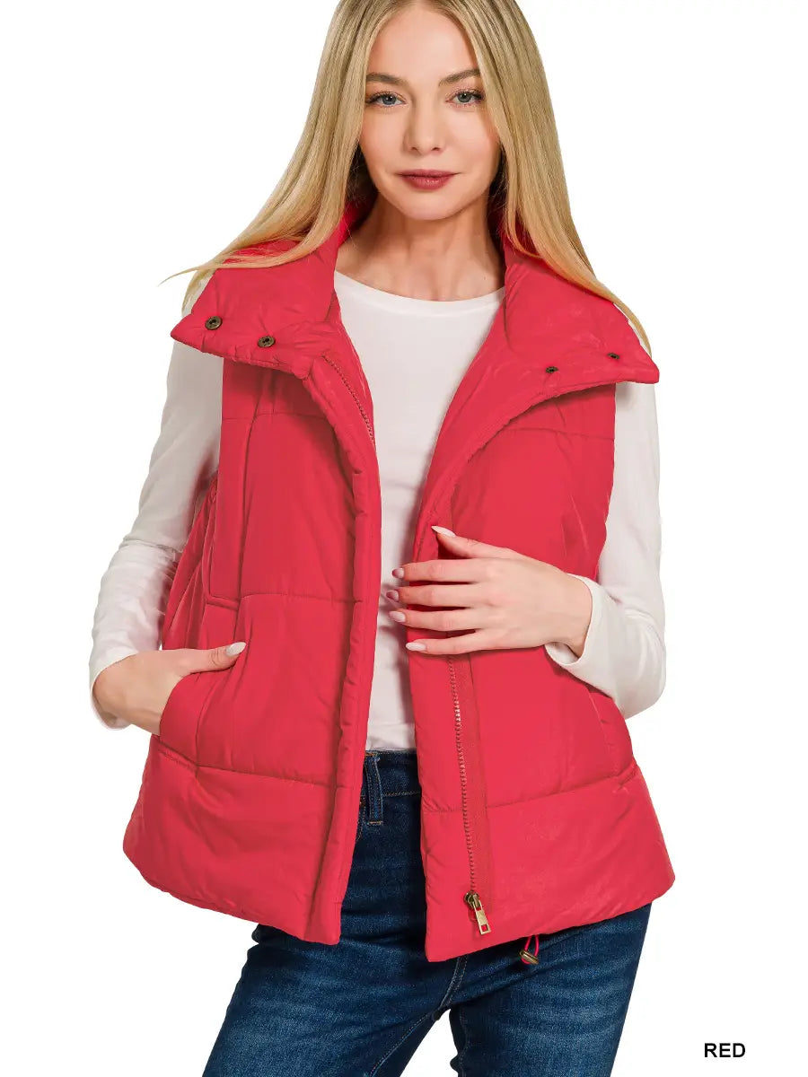 High Neck Zip Up Puffer Vest