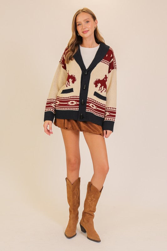 Vintage Toggle button western cardigan