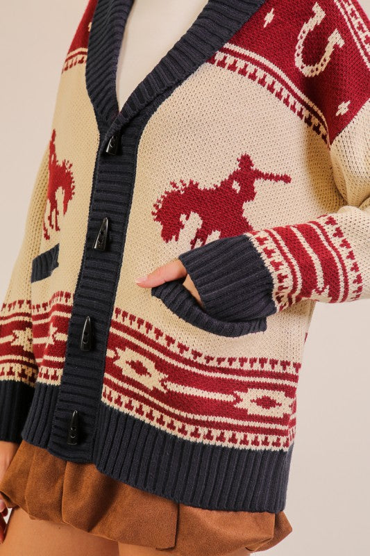 Vintage Toggle button western cardigan