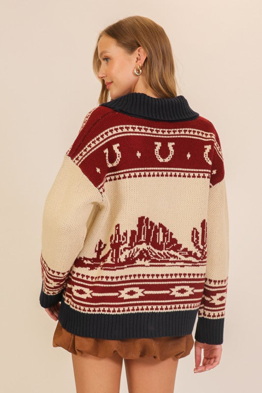 Vintage Toggle button western cardigan