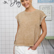 Load image into Gallery viewer, Mineral wash Extended Shoulder Top
