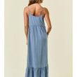 Load image into Gallery viewer, Chambray Scoop Neck Front Button Down Dress W/Side Pockets &amp; Adjustable Strap
