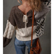 Load image into Gallery viewer, Color Block Patchwork, Tie Back, Loose Fit Sweater
