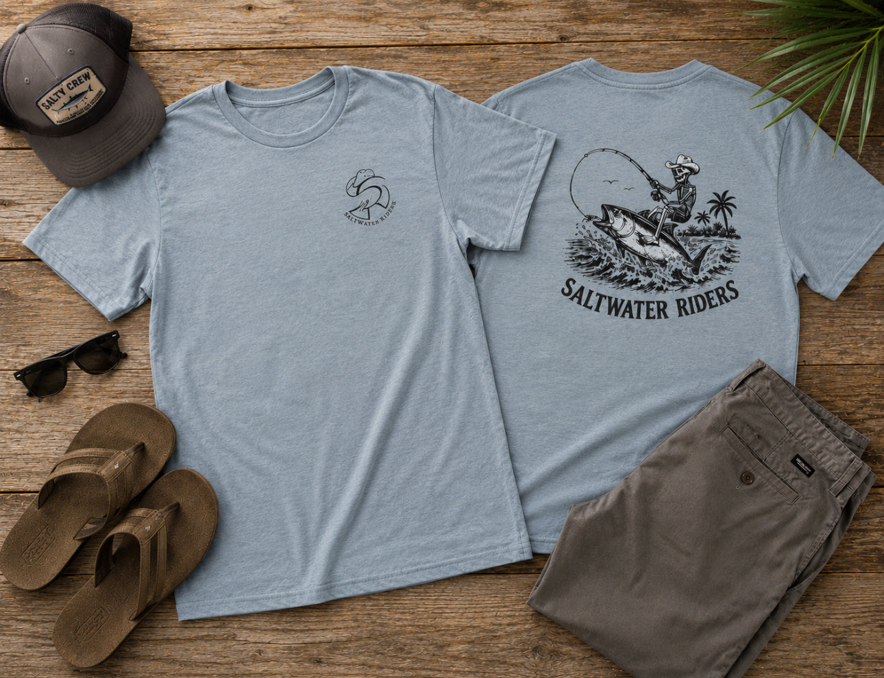 Skeleton Riding A Fish Tee