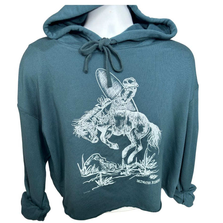 Atlantic Blue Bronc Rider Cropped Hoodie