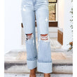 Load image into Gallery viewer, Light Washed, Distressed Flaire Jeans
