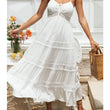 Load image into Gallery viewer, White Boho Style Lace Trim Maxi Dress
