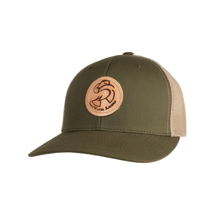 Saltwater Riders Leather Patch Retro Trucker Hat